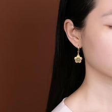 Load image into Gallery viewer, Silver Inlaid Natural Fine Jade Cute Elegant Craft Niche Design Flower Shape Women Earrings
