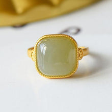 Load image into Gallery viewer, Lokaloca Natural Fine Jade Geometric Opening Adjustable Ring
