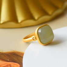 Load image into Gallery viewer, Lokaloca Natural Fine Jade Geometric Opening Adjustable Ring
