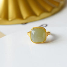 Load image into Gallery viewer, Lokaloca Natural Fine Jade Geometric Opening Adjustable Ring
