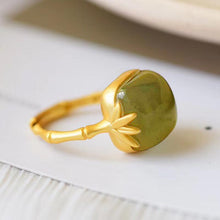 Load image into Gallery viewer, Silver Inlaid Natural Fine Jade Cool Craft Luxury Women Charm Opening Adjustable Ring
