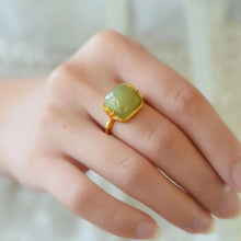 Load image into Gallery viewer, Silver Inlaid Natural Fine Jade Cool Craft Luxury Women Charm Opening Adjustable Ring
