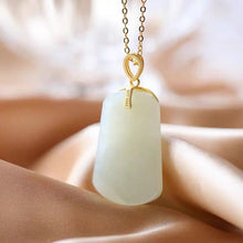 Load image into Gallery viewer, Silver Inlaid Natural Fine White Jade Necklace Pendant Design Retro Women Jewelry
