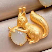 Load image into Gallery viewer, Silver Inlaid Natural Fine White Chalcedony Cute Squirrel Charm Necklace Brand Jewelry
