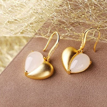 Load image into Gallery viewer, Silver Inlaid Natural Fine White Jade Earrings Creative Heart-shaped Cute Romantic Charm Women&#39;s Brand Jewelry
