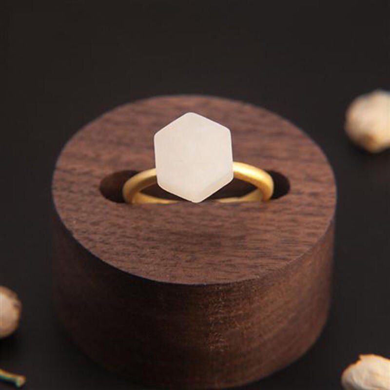 Silver Inlaid Natural Fine White Jade Ring Cold Niche Design Retro Women's Opening Adjustable Ring