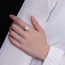 Load image into Gallery viewer, Silver Inlaid Natural Fine White Jade Ring Cold Niche Design Retro Women&#39;s Opening Adjustable Ring
