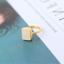 Load image into Gallery viewer, Silver Inlaid Natural White Chalcedony Square Niche Design Retro Charm Opening Adjustable Ring
