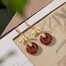 Load image into Gallery viewer, Silver Inlaid Red Agate Earrings Retro Vintage Style Luxury Women&#39;s Jewelry
