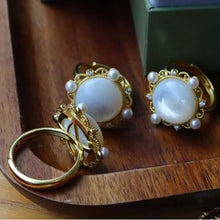 Load image into Gallery viewer, Silver Inlaid White Pearl Retro Niche Design Luxury Charm Women Opening Adjustable Ring
