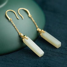 Load image into Gallery viewer, Silver Natural Fine White Chalcedony Long Earrings Vintage Retro Style Women&#39;s Brand Jewelry
