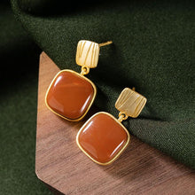 Load image into Gallery viewer, Lokaloca Silver Natural Fine Jade Square Earrings
