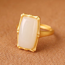 Load image into Gallery viewer, Lokaloca Silver Natural Fine White Jade Open Adjustable Ring
