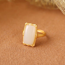 Load image into Gallery viewer, Lokaloca Silver Natural Fine White Jade Open Adjustable Ring
