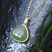 Load image into Gallery viewer, Lokaloca Natural Fine Jade Waterdrop Pendant 925 Silver Necklace
