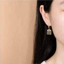 Load image into Gallery viewer, Lokaloca Silver Natural Fine Jade Earrings
