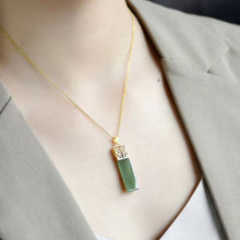 Load image into Gallery viewer, Silver Natural Fine Jade Good Fortune Pendant Necklace
