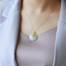 Load image into Gallery viewer, Silver Natural Fine Jade Vintage Retro Pendant Necklace Golden Craft Women&#39;s Jewelry
