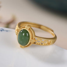 Load image into Gallery viewer, Lokaloca Silver Natural Jade Jasper Oval Adjustable Ring
