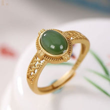 Load image into Gallery viewer, Lokaloca Silver Natural Jade Jasper Oval Adjustable Ring
