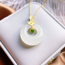 Load image into Gallery viewer, Sterling Silver Inlaid Natural Fine Jade Pendant Necklace
