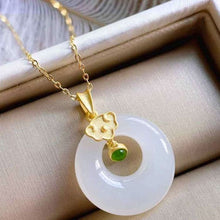 Load image into Gallery viewer, Sterling Silver Inlaid Natural Fine Jade Pendant Necklace
