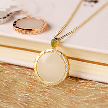 Load image into Gallery viewer, Silver Inlaid Natural Fine White Jade Pendant Necklace Creative Round Niche Design Women&#39;s Brand Jewelry
