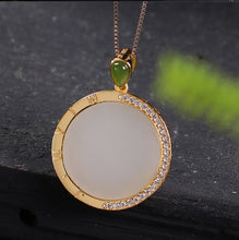 Load image into Gallery viewer, Silver Inlaid Natural Fine White Jade Pendant Necklace Creative Round Niche Design Women&#39;s Brand Jewelry
