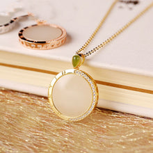 Load image into Gallery viewer, Silver Inlaid Natural Fine White Jade Pendant Necklace Creative Round Niche Design Women&#39;s Brand Jewelry
