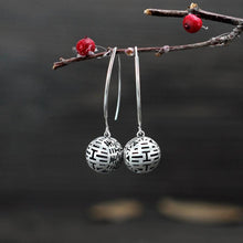 Load image into Gallery viewer, Silver Vintage Retro Round Hollow Lucky Earrings Women&#39;s Luxury Elegant Jewelry
