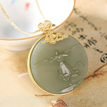 Load image into Gallery viewer, Silver Inlaid Natural Fine Jade Pendant Necklace Vintage Retro Journey To The West Luxury Charm Women&#39;s Brand Jewelry
