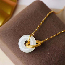 Load image into Gallery viewer, Silver Inlaid Natural Fine White Jade Interlocking Pendant Necklace Luxury Charm Women&#39;s Brand Jewelry
