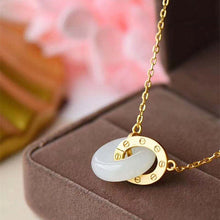 Load image into Gallery viewer, Silver Inlaid Natural Fine White Jade Interlocking Pendant Necklace Luxury Charm Women&#39;s Brand Jewelry
