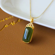 Load image into Gallery viewer, Lokaloca Natural Green Jade Pendant Necklace
