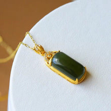 Load image into Gallery viewer, Lokaloca Natural Green Jade Pendant Necklace
