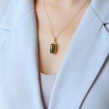 Load image into Gallery viewer, Lokaloca Natural Green Jade Pendant Necklace
