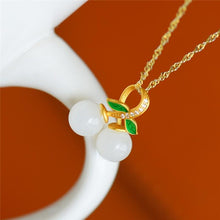 Load image into Gallery viewer, Silver Natural Fine Jade Cherry Pendant Necklace
