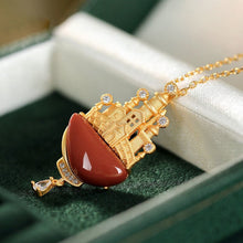 Load image into Gallery viewer, Silver Natural Southern Red Agate Castle Pendant Necklace Unique Craft Luxury Noble Women&#39;s Brand Jewelry
