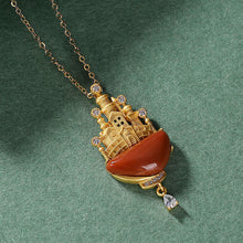 Load image into Gallery viewer, Silver Natural Southern Red Agate Castle Pendant Necklace Unique Craft Luxury Noble Women&#39;s Brand Jewelry
