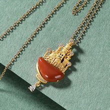 Load image into Gallery viewer, Silver Natural Southern Red Agate Castle Pendant Necklace Unique Craft Luxury Noble Women&#39;s Brand Jewelry
