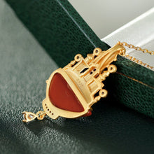 Load image into Gallery viewer, Silver Natural Southern Red Agate Castle Pendant Necklace Unique Craft Luxury Noble Women&#39;s Brand Jewelry
