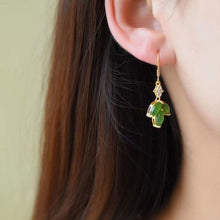 Load image into Gallery viewer, Lokaloca Silver Inlaid Natural Fine Jade Jasper Earrings
