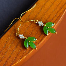 Load image into Gallery viewer, Lokaloca Silver Inlaid Natural Fine Jade Jasper Earrings
