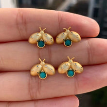 Load image into Gallery viewer, Silver Inlaid Natural Turquoise Ladybug Cute Earrings Vintage Retro Bohemian Women&#39;s Jewelry
