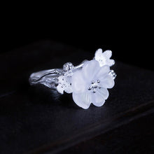 Load image into Gallery viewer, Silver Inlaid Crystal Plum Blossom Opening Adjustable Ring Vintage Elegant Charm Ladies Jewelry
