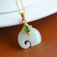 Load image into Gallery viewer, Lokaloca Natural White Jade Elephant Pendant Necklace
