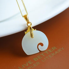 Load image into Gallery viewer, Lokaloca Natural White Jade Elephant Pendant Necklace
