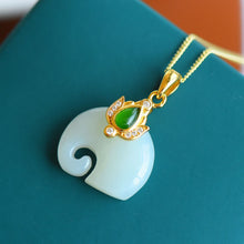 Load image into Gallery viewer, Lokaloca Natural White Jade Elephant Pendant Necklace
