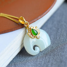 Load image into Gallery viewer, Lokaloca Natural White Jade Elephant Pendant Necklace
