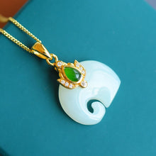 Load image into Gallery viewer, Lokaloca Natural White Jade Elephant Pendant Necklace
